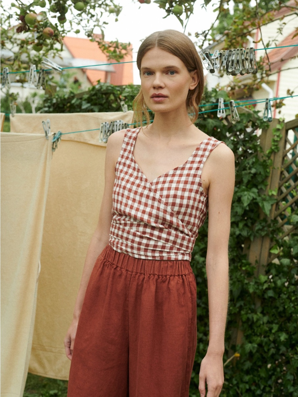 LINENFOX Soja Linen Wrap Top Size Small/Medium